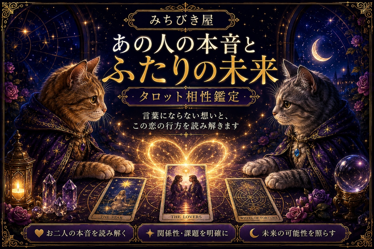 あの人の本音と二人の未来を深く読み解きます 言葉にならない気持ちと、この恋の行方をカードから。 イメージ1