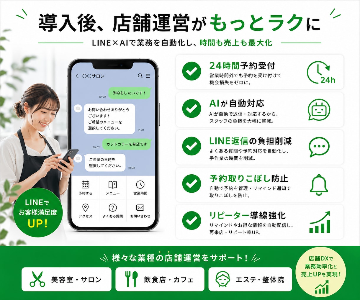 LINE予約・AI自動返信システムを構築します 予約受付・AI返信・顧客対応を自動化 イメージ4