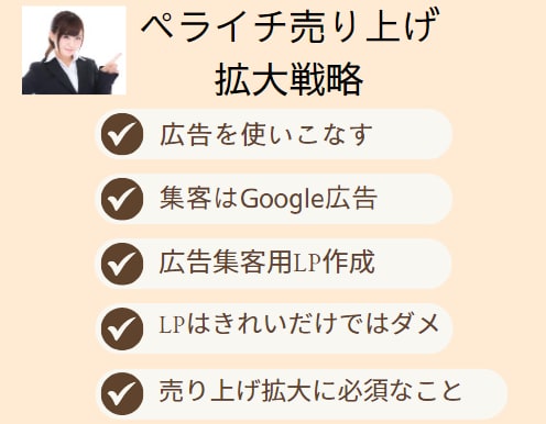 ペライチGoogle広告集客術・公開します ペライチで今ひとつの伸び悩んでおられる方へ イメージ4
