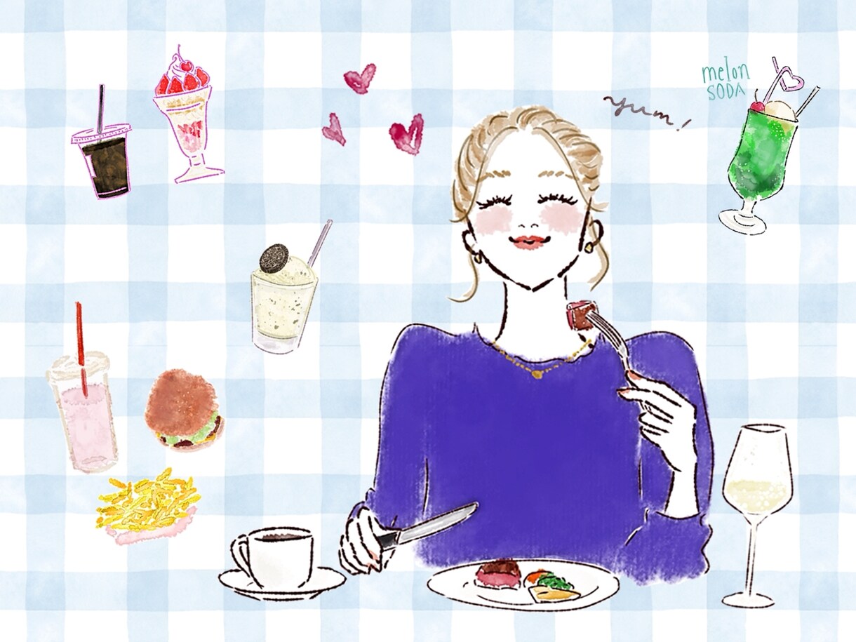 食べ物イラスト、カフェ風おしゃれにお描きします ふんわり雰囲気ある、水彩タッチで印象UPします！ イメージ3