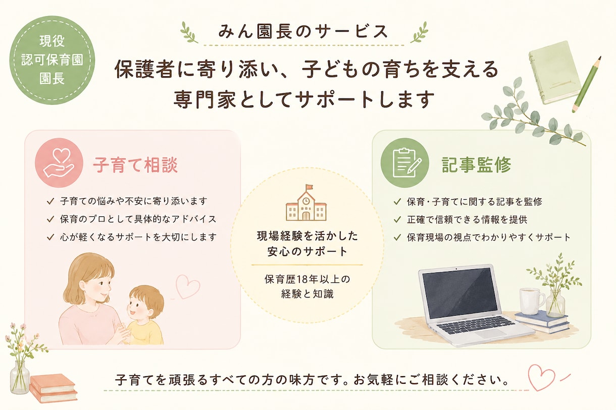 現役認可保育園園長が子育てのお悩みに答えします 現役認可保育園園長が子育てのお悩みにお答えします イメージ4