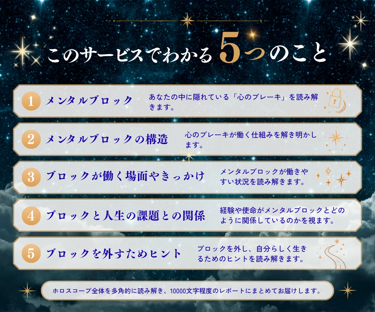 星読みで、あなたのメンタルブロック読み解きます 心のブレーキを外し、自分らしく輝きたい方へ イメージ3