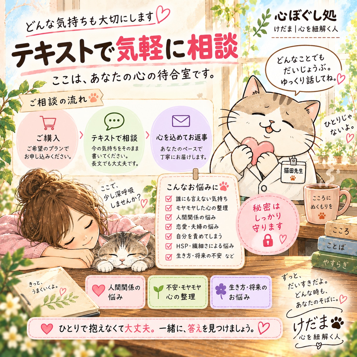 悩み相談｜誰にも言えない想い 静かにお聴きします 恋愛・家族・人間関係…否定せず丁寧に寄り添うテキスト相談 イメージ6