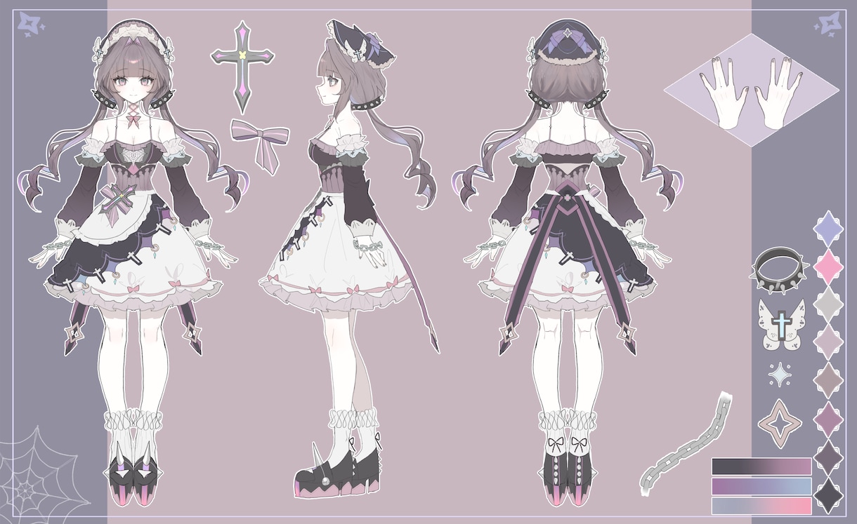可愛い・綺麗な女の子のキャラクターデザイン承ります 3面図・４面図にも対応しております！ イメージ3