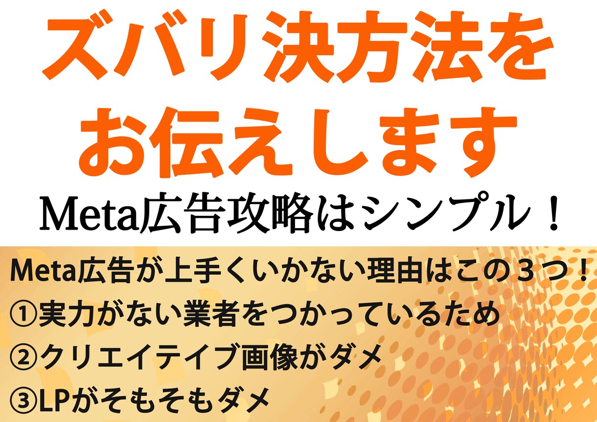Meta広告の改善法を具体的におしえます リスト単価（CPA）￥１０００円以上で困っている方限定！ イメージ3