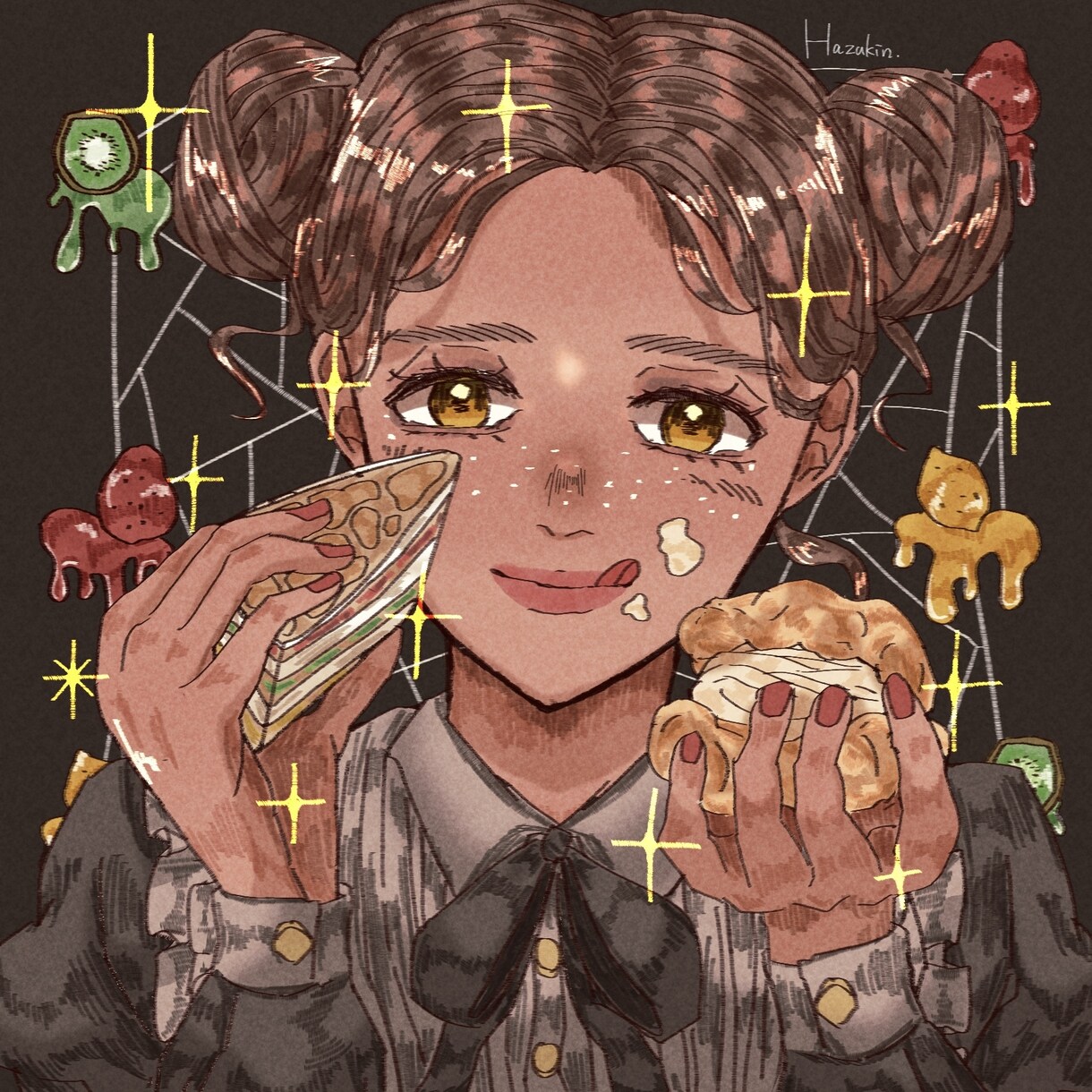 どこかポップでレトロな手描き風イラスト描きます ポップでレトロなSNSアイコン承ります！！ イメージ2