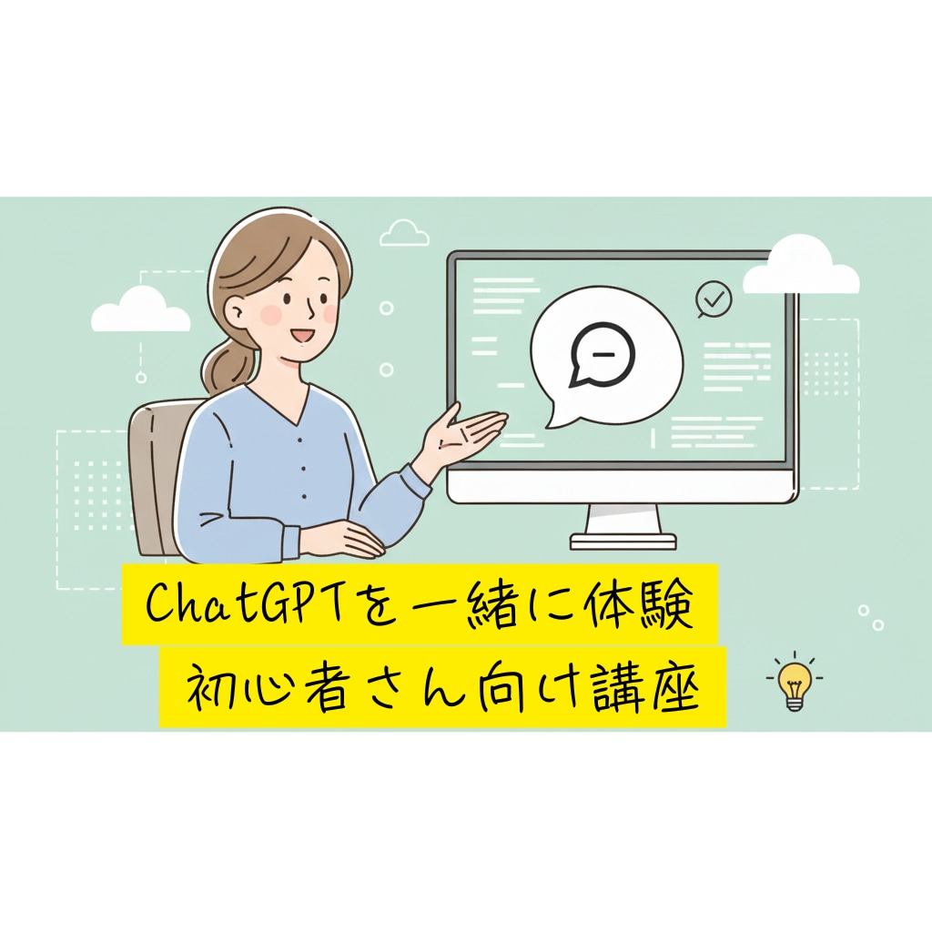 ChatGPTを一緒に体験！初心者さん向け講座ます AIが苦手でも大丈夫。あなたのペースで丁寧にサポートします。 イメージ1