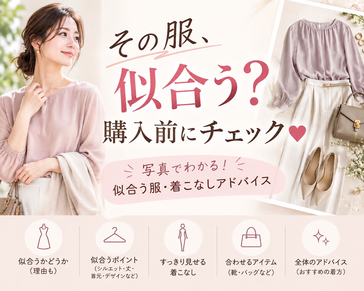 この服似合う？？似合う服選びします プロのイメコンが写真でチェックします！ イメージ1