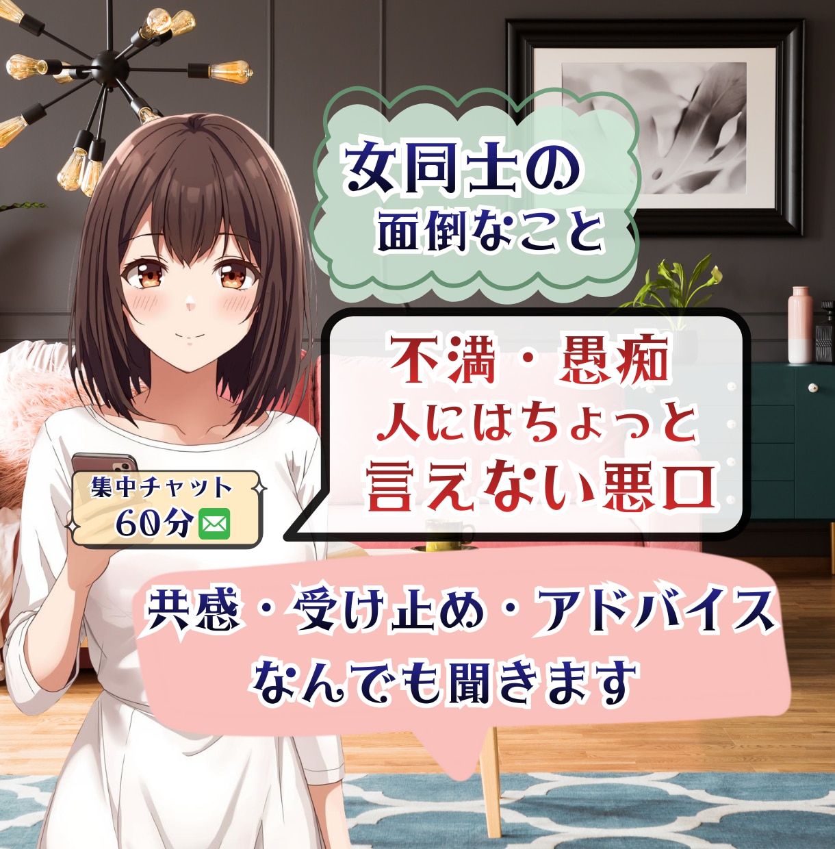 女同士の面倒なマウント・モメ事・お話聞きます ◆集中60分◆たっぷり愚痴ってスッキリしてください！ イメージ1