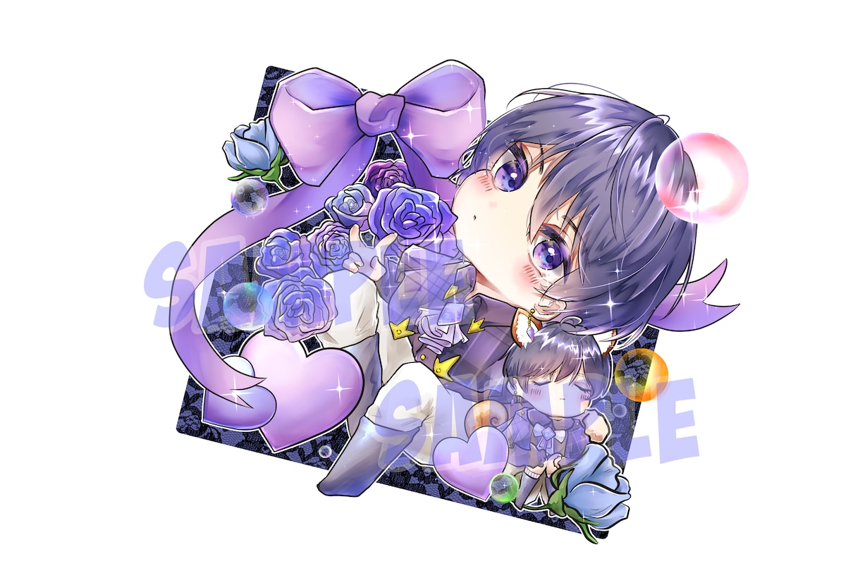 ちま可愛いデフォルメイラスト描きます SNS用ｱｲｺﾝ/推しの記念日/誕生日絵等の制作に! イメージ1