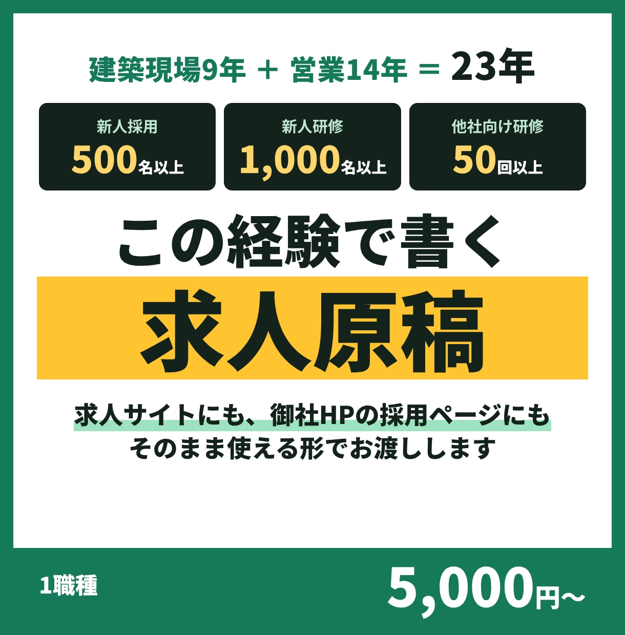 採用500名超の経験で応募したくなる求人原稿ます 現場9年×営業14年｜御社HPにもそのまま使える イメージ1