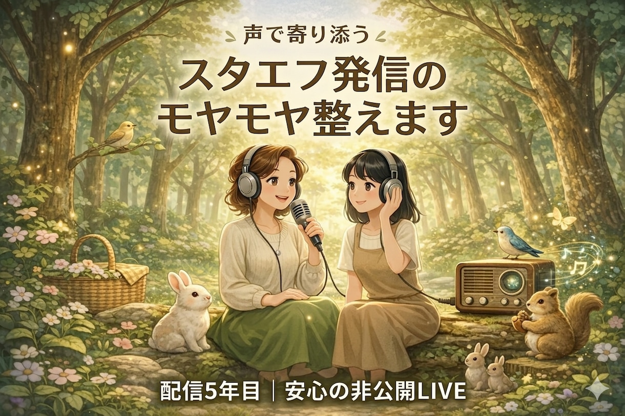 毎日配信5年目｜スタエフ発信のモヤモヤ整えます 匿名OK｜安心して話せる非公開LIVE30分｜配信相談歓迎 イメージ1