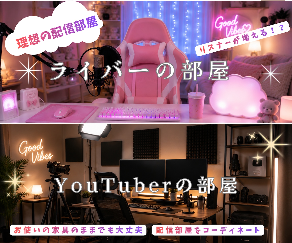 ライバーYouTube配信部屋をプロがコーデします 【ゲーミング・配信部屋・書斎】デスク環境をご提案いたします！ イメージ1