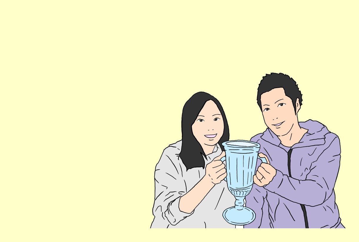 文字入れ無料★カップルの似顔絵を描きます 【実績1000名以上】記念日にピッタリ♪ イメージ2