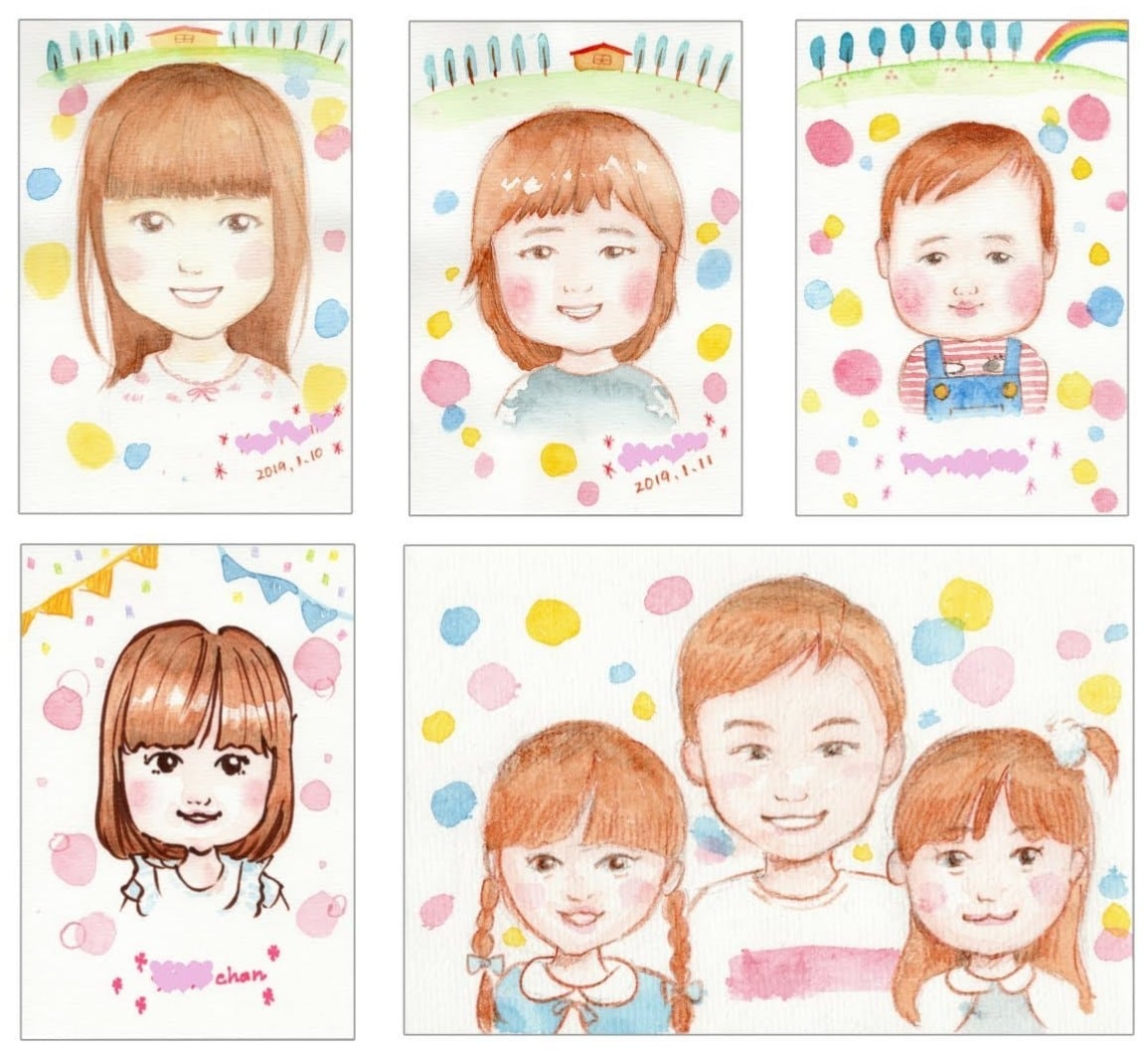 似顔絵を透明水彩でふんわり優しくお描きします プチギフトをお探しの方にオススメ♪ イメージ2