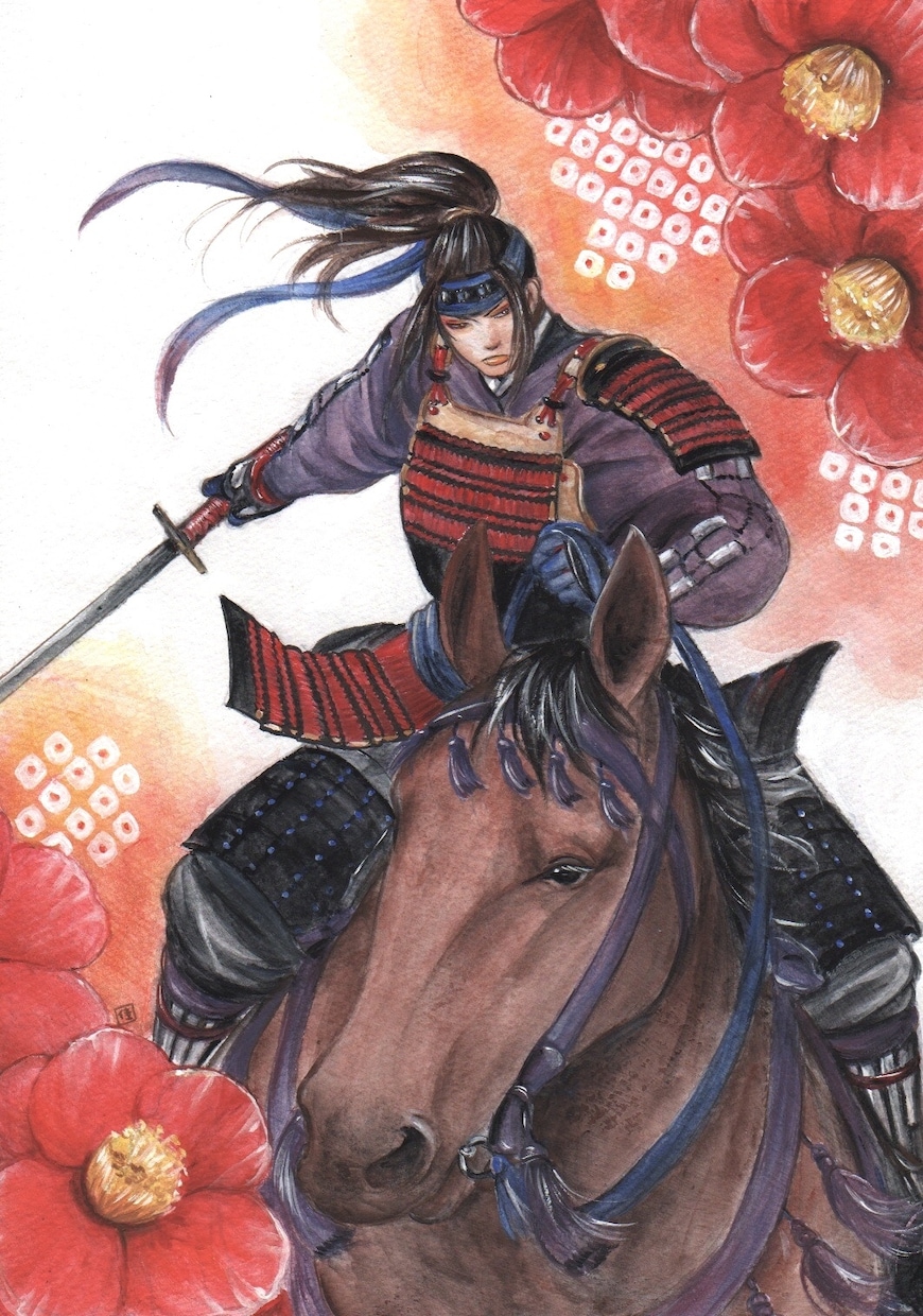 侍、戦国武将のイラスト描きます ややリアルタッチのアナログ手描きです。馬付きも可能です。 イメージ4