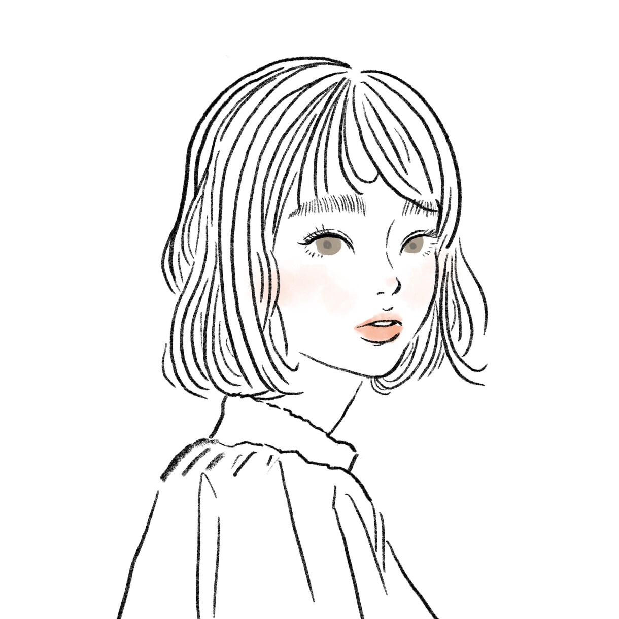 ファッションイラスト風！線画で似顔絵を描きます 程よく似ていて、SNSのアイコンに使いやすい似顔です。 イメージ5