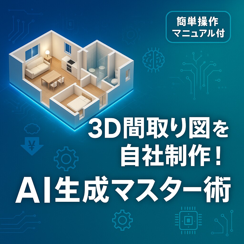 不動産3D間取り図生成｜簡単マニュアルをお渡します 家具付き3D間取り図を！プロ仕様プロンプト+使い方マニュアル イメージ1