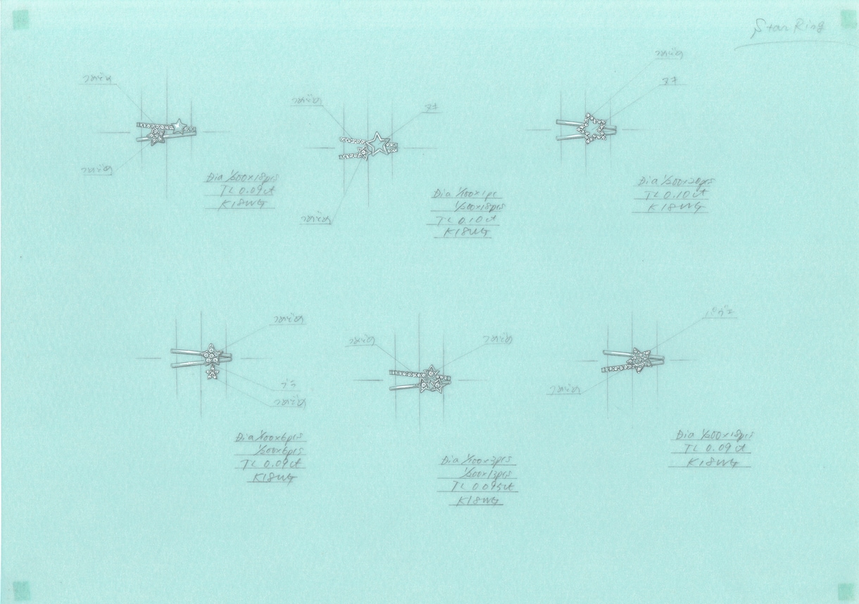 ジュエリーデザイン画描きます ☆加工出し用の製図（二面図）×1型（手描き） イメージ1