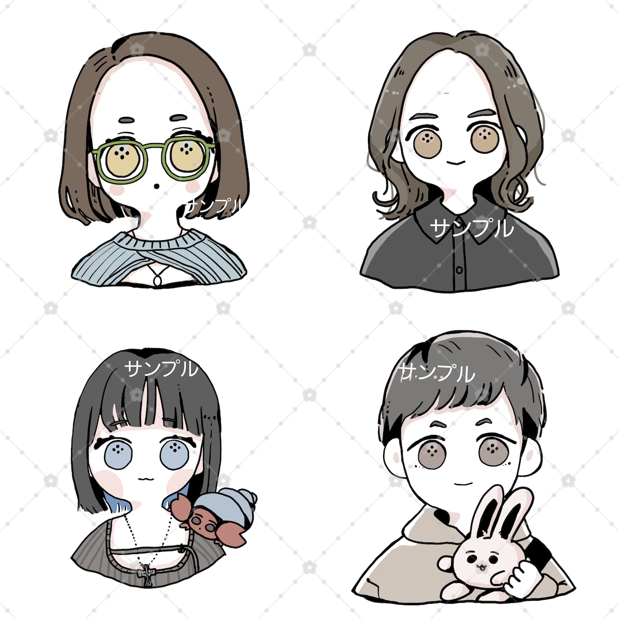 デフォルメでゆる可愛いアイコンをお描きします SNSなどに。スピード納品もご相談ください。 イメージ2