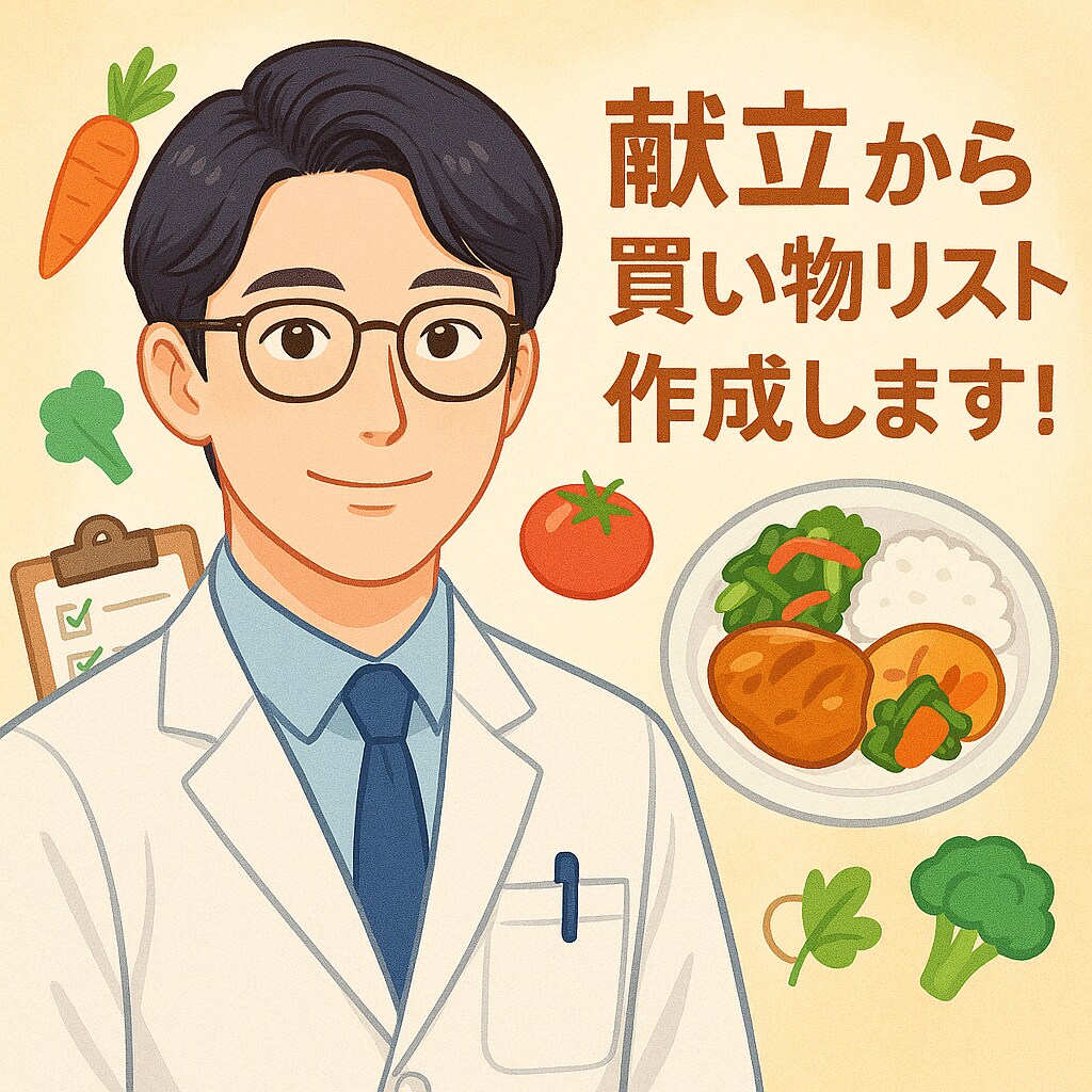 1週間の献立→時短＆無駄なしで買い物リスト化します カテゴリ別で見やすく食材の無駄も減って節約にもつながります。 イメージ1