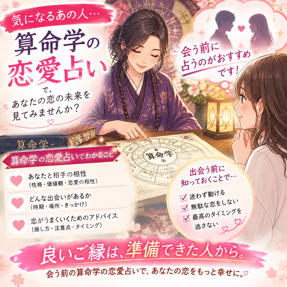 マッチングしたあの人と会う前に占います この人と会ってみる価値はある？算命学でふたりの相性を鑑定 イメージ1