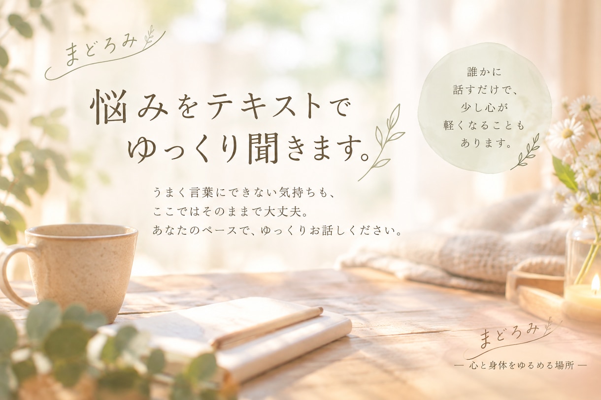 悩みをテキストでゆっくりお聞きします 誰にも言えない気持ち、話してください イメージ1
