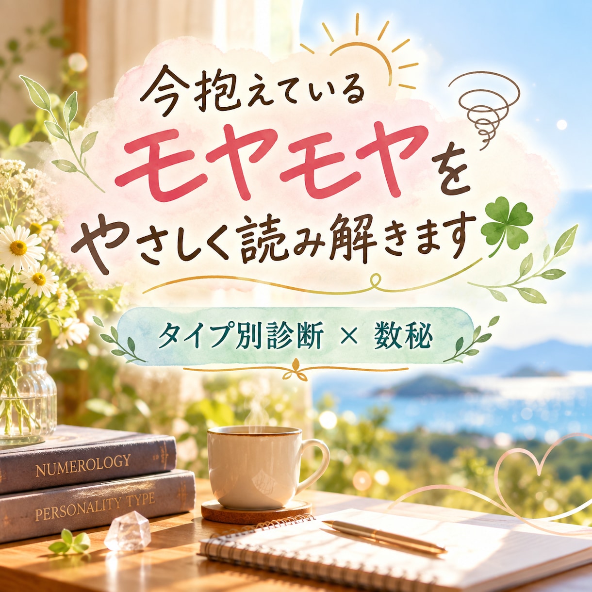 今抱えているモヤモヤをやさしく読み解きます タイプ別診断と数秘から、モヤモヤを整理するヒントを届けます。 イメージ1