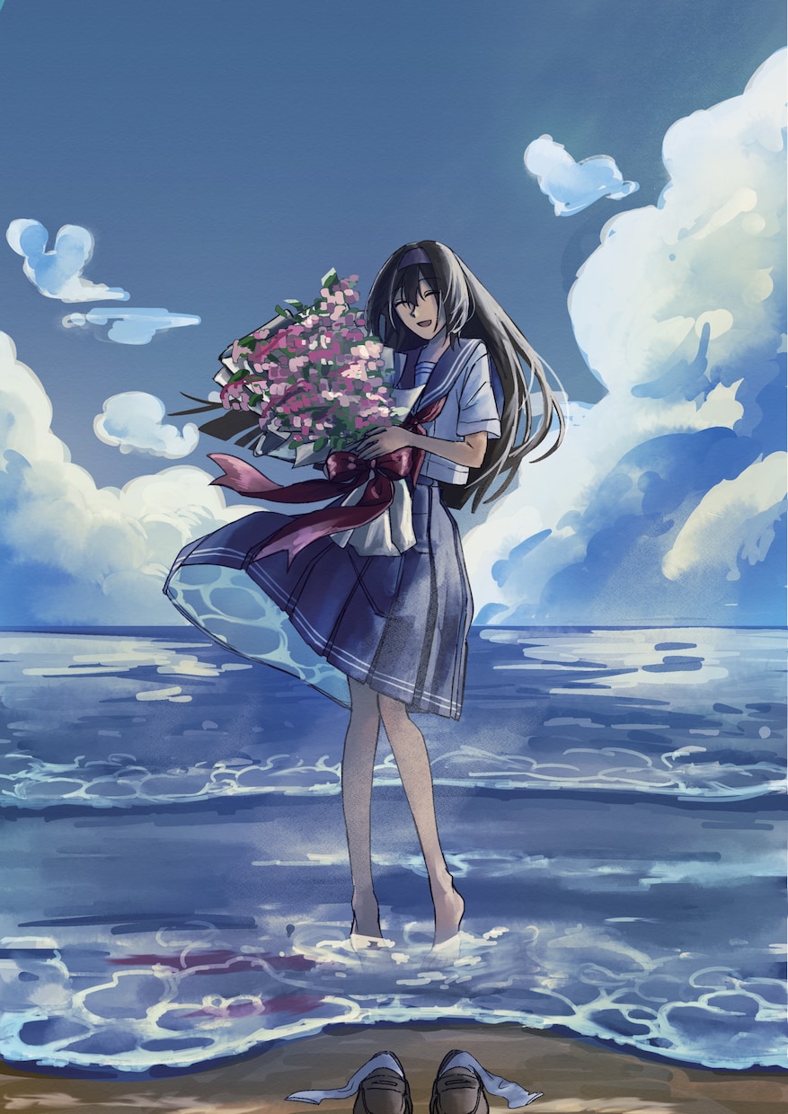背景と人物を描いた世界観重視の一枚絵を制作します 本の表紙やサムネイルに使用できるようなイラスト イメージ3