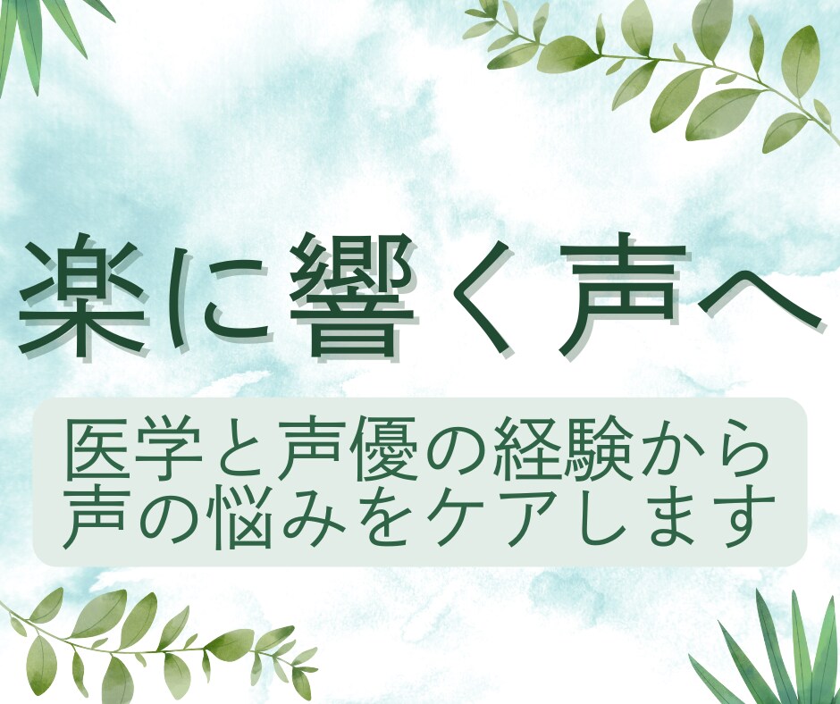 声の専門外来・声優経験を活かし発声改善します 医療×声優経験で一般の方からプロを目指す方まで幅広く対応 イメージ1