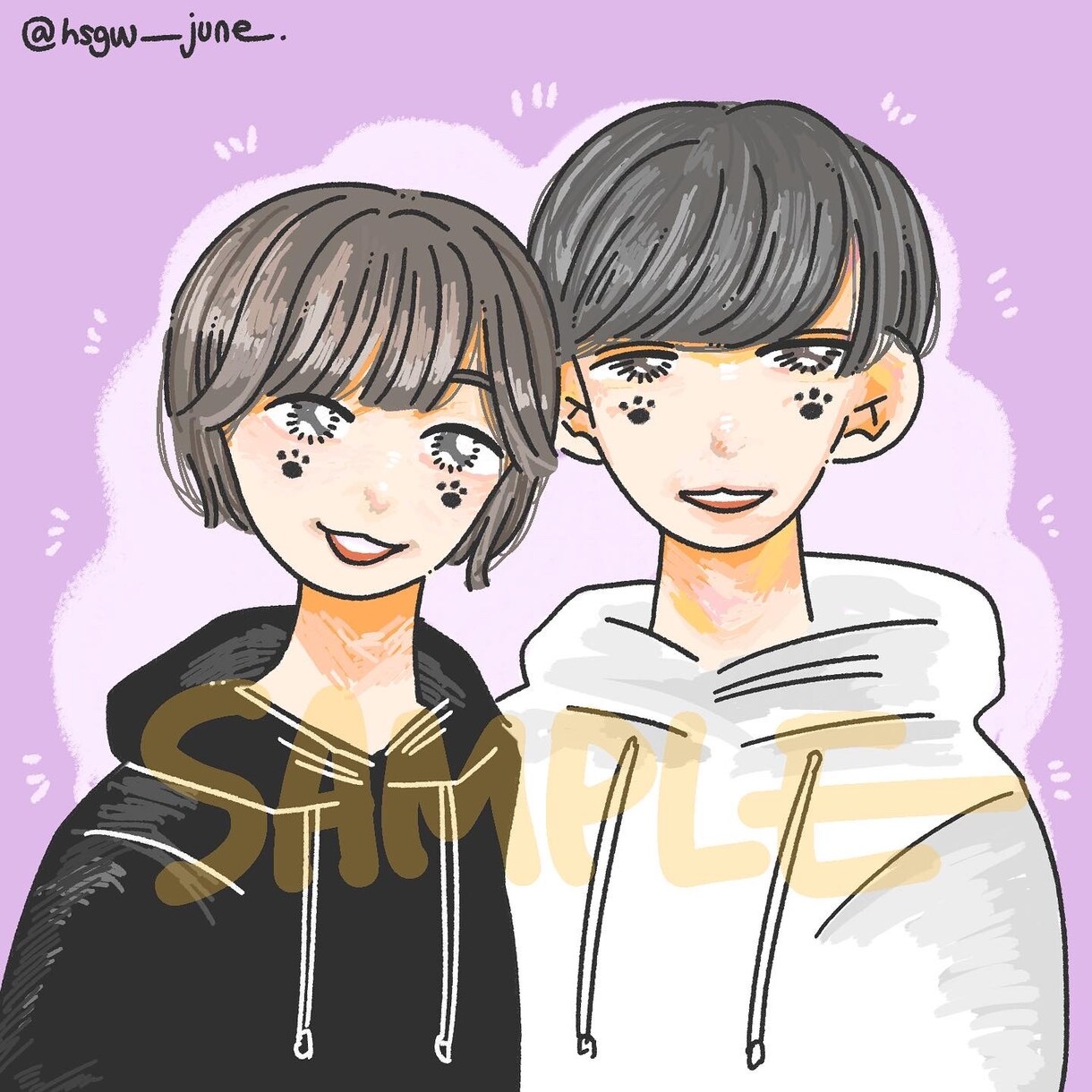 ポップなタッチで似顔絵を描かせていただきます 個性的でかわいいタッチであなたの似顔絵を描かせていただきます イメージ3