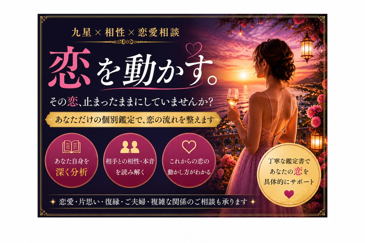 あなたの恋を動かします まずは7日間恋の応援伴走。毎日チャット、最終鑑定します。 イメージ1