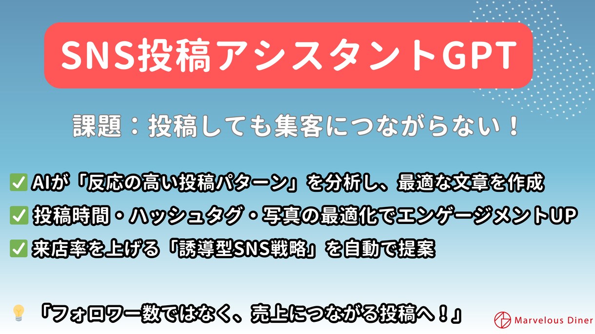 飲食店経営の「困った」をAIがアシストします カスタムGPTsを活用した 飲食店向けAI経営支援サービス イメージ5