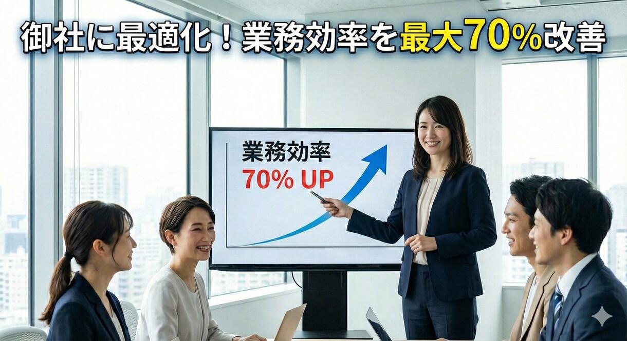御社に最適化！業務効率を最大70％改善します 事務作業から仕組み化まで効率化を設計します！ イメージ1