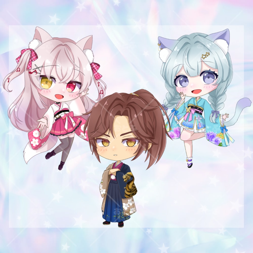 配信・推し活向け♡商用可SDミニキャラ描きます キラきゅん塗りでこだわり衣装や本人様寄せ可◎丁寧に描きます イメージ4