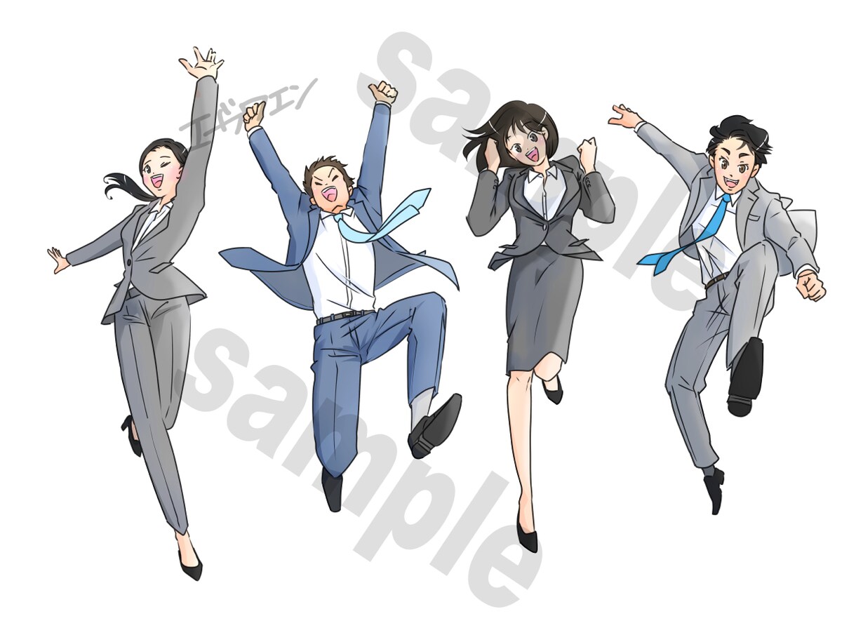 大人数・複数人・集団のイラスト描きます BGM・字幕・動き追加可能！　商用可！　クレジット表記不要！ イメージ2