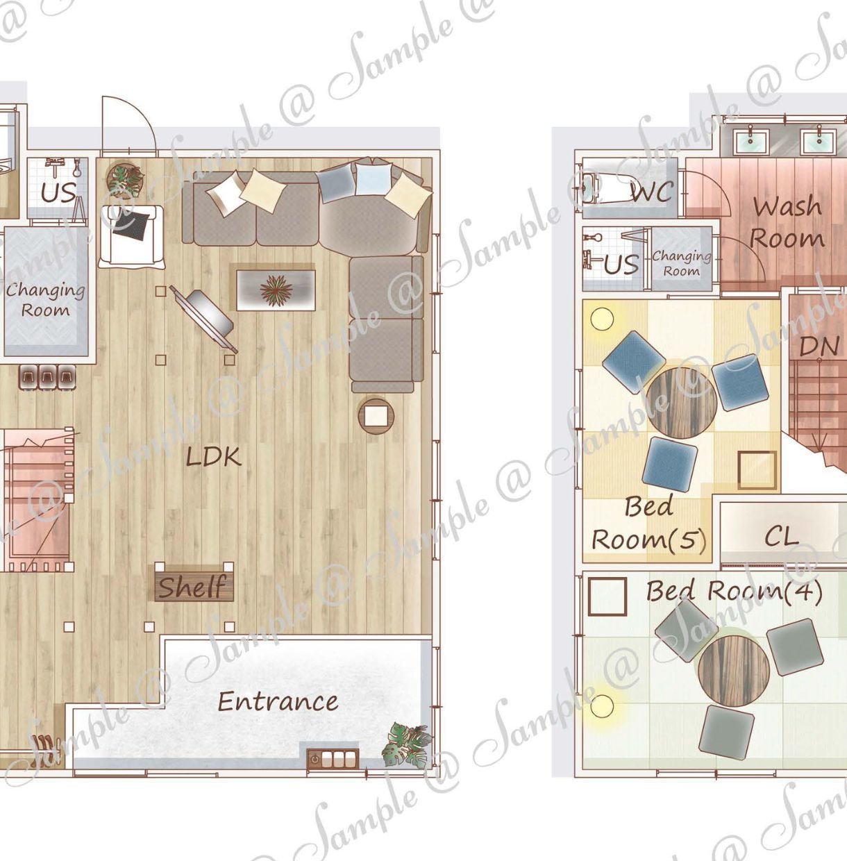 おしゃれなデザイン！目を引く間取り図を作成します CADで正確！住宅・民泊・リフォーム・Airbnbや広告用に イメージ1