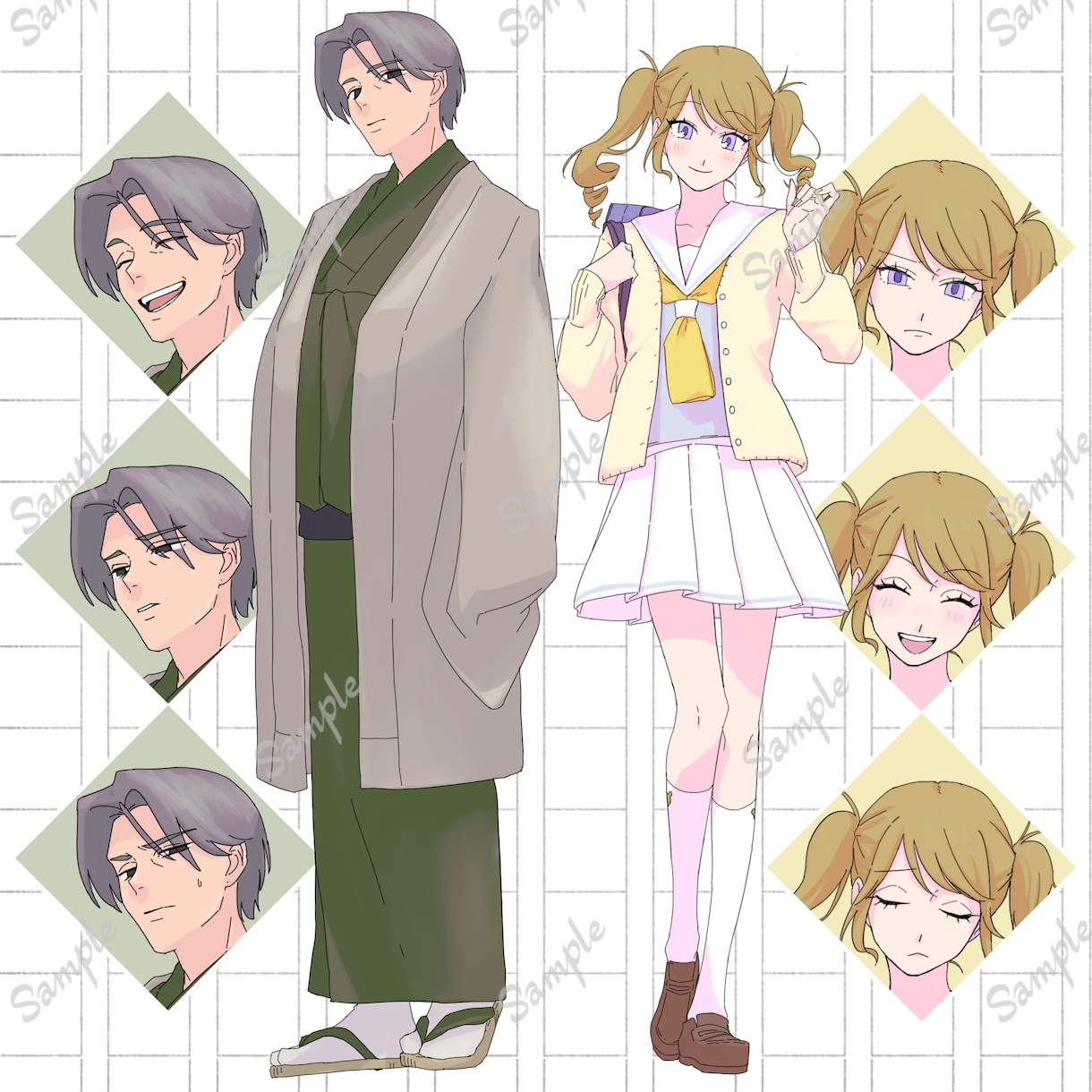 キャラクター立ち絵作成★割安で描きます TRPG、ゲーム等に使えるシンプルなアニメ風イラストです！ イメージ3
