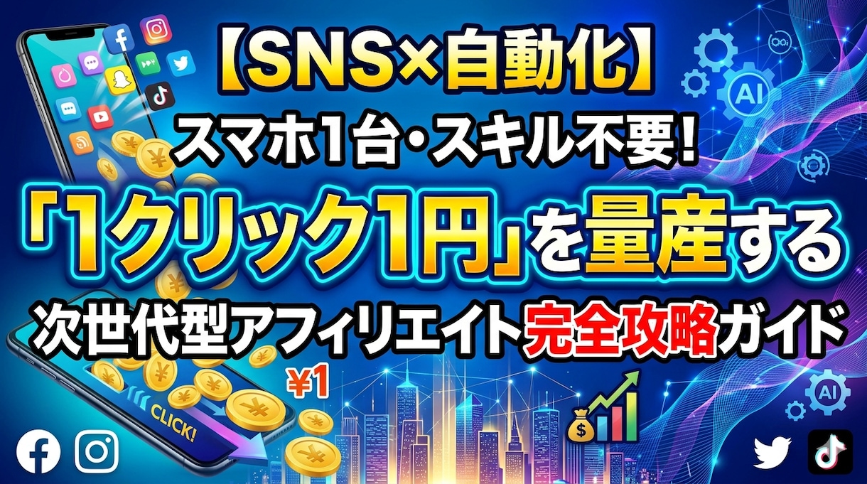 SNSで1クリック1円を稼げるツールを教えます SNSでクリック広告のような稼ぎ方が可能！ イメージ1