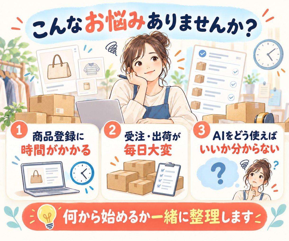 EC業務のAI活用を30分で一緒に整理します 商品登録や受注・出荷の悩みをAIで効率化します イメージ2
