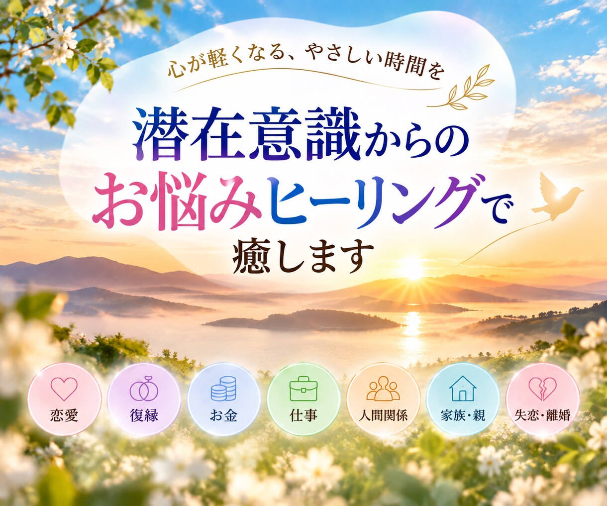 ３つのお悩みに対して潜在意識を癒します 恋愛、復縁、お金、仕事、人間関係、親、失恋、離婚など イメージ1