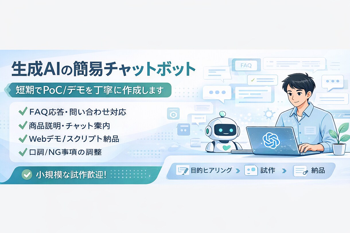 生成AIの簡易チャットボット作りますます 短期でPoC/デモを丁寧に作成します イメージ1