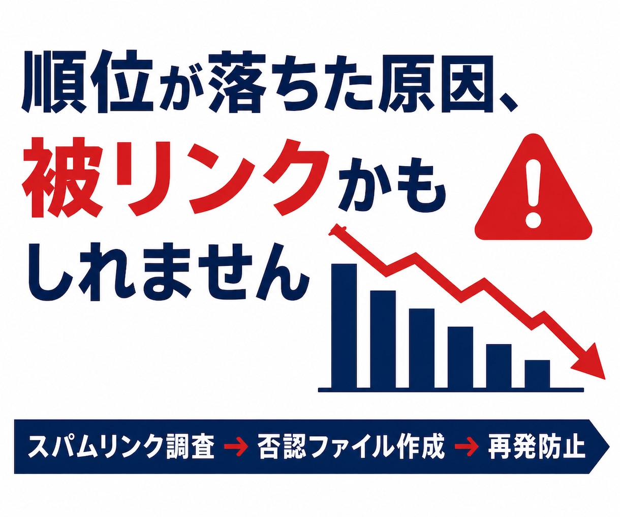 被リンク対策で下落したサイトを助けます スパム被リンクを調査・否認し順位回復を支援 イメージ1