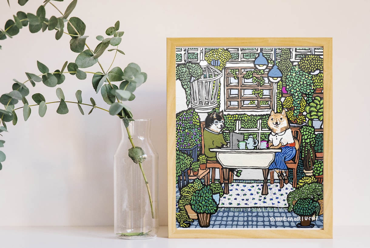 柴犬などアートなウェルカムボード制作します 大切な人&ペット&思い出の場所をまとめて描きます イメージ2