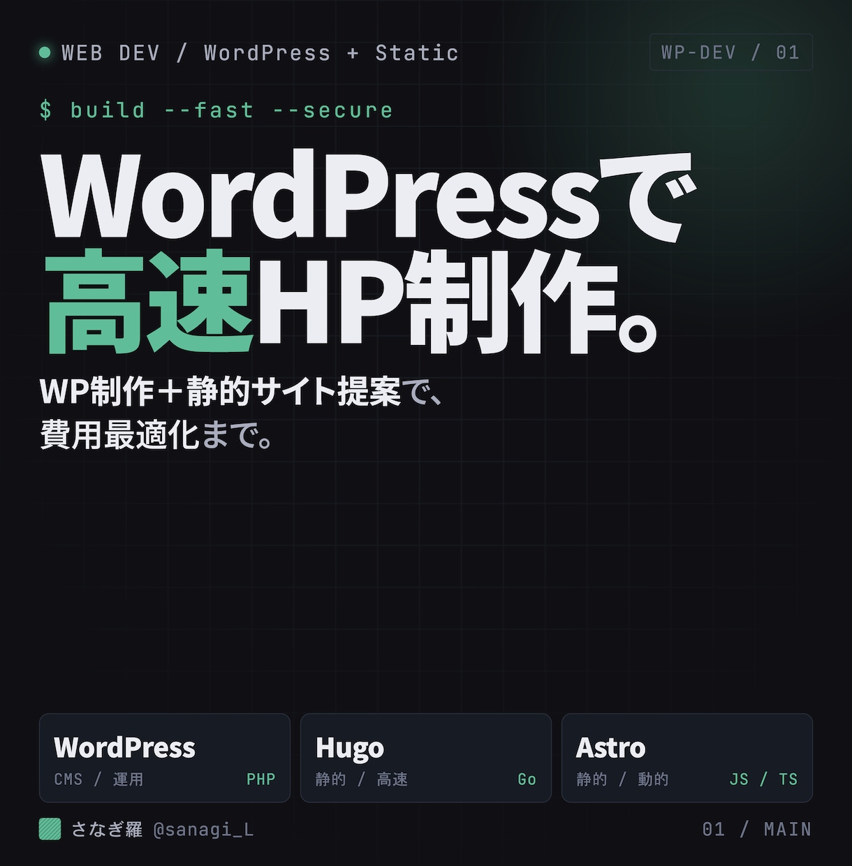 WordPressで高速HP制作します WP制作＋静的サイト提案で費用最適化 イメージ1