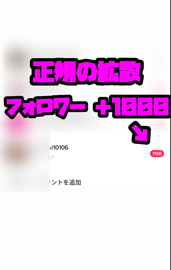 Tiktokフォロワー拡散で1000増やします 提携先の海外インフルエンサーの宣伝、拡散によりフォロワー増加 イメージ1