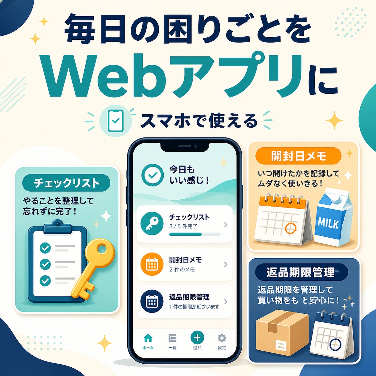 生活の困りごとをスマホWebアプリにします 毎日使える、シンプルで迷わないアプリを制作 イメージ1