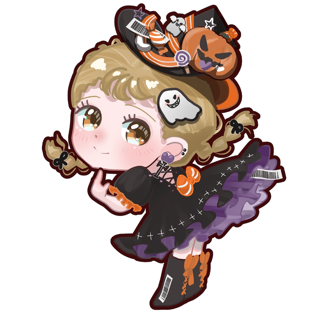 ハロウィンSDイラスト量産制作します バーコードがオシャレで可愛い、お得な魔女っ子量産イラスト イメージ3