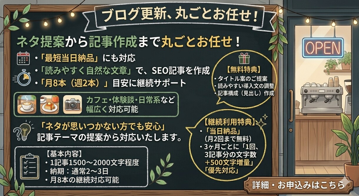 最短当日、記事作成します 週に二記事、一か月間に8記事執筆サービス。 イメージ1