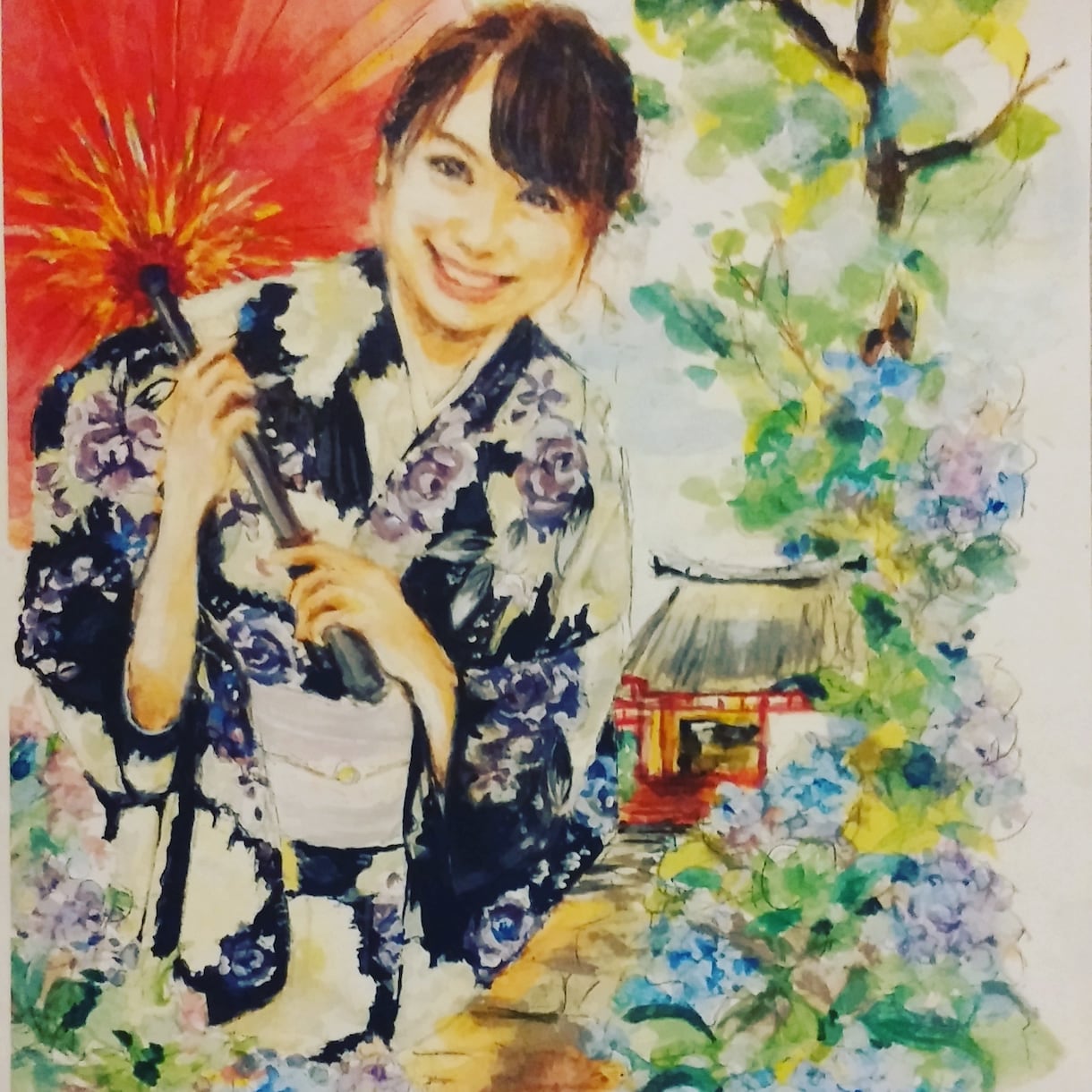思い出の背景と組み合わせて手描きします アクリル絵の具や色鉛筆であなただけの絵を描きます イメージ2